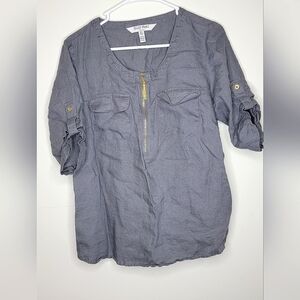 Women's Ellen Tracy 100% Linen 3/4 sleeve blouse, size Medium M